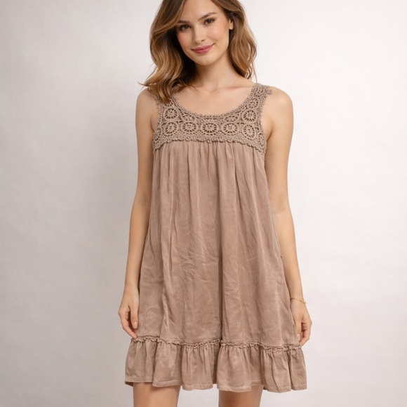 Only Dresses & Skirts - ONLY Limitless Beige Brown Dress with Lace Detail Size Small